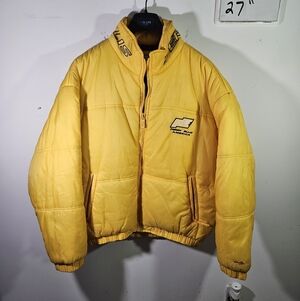 Vintage 90's Men's Perry Ellis America Gold Full Zip Puffer Jacket!